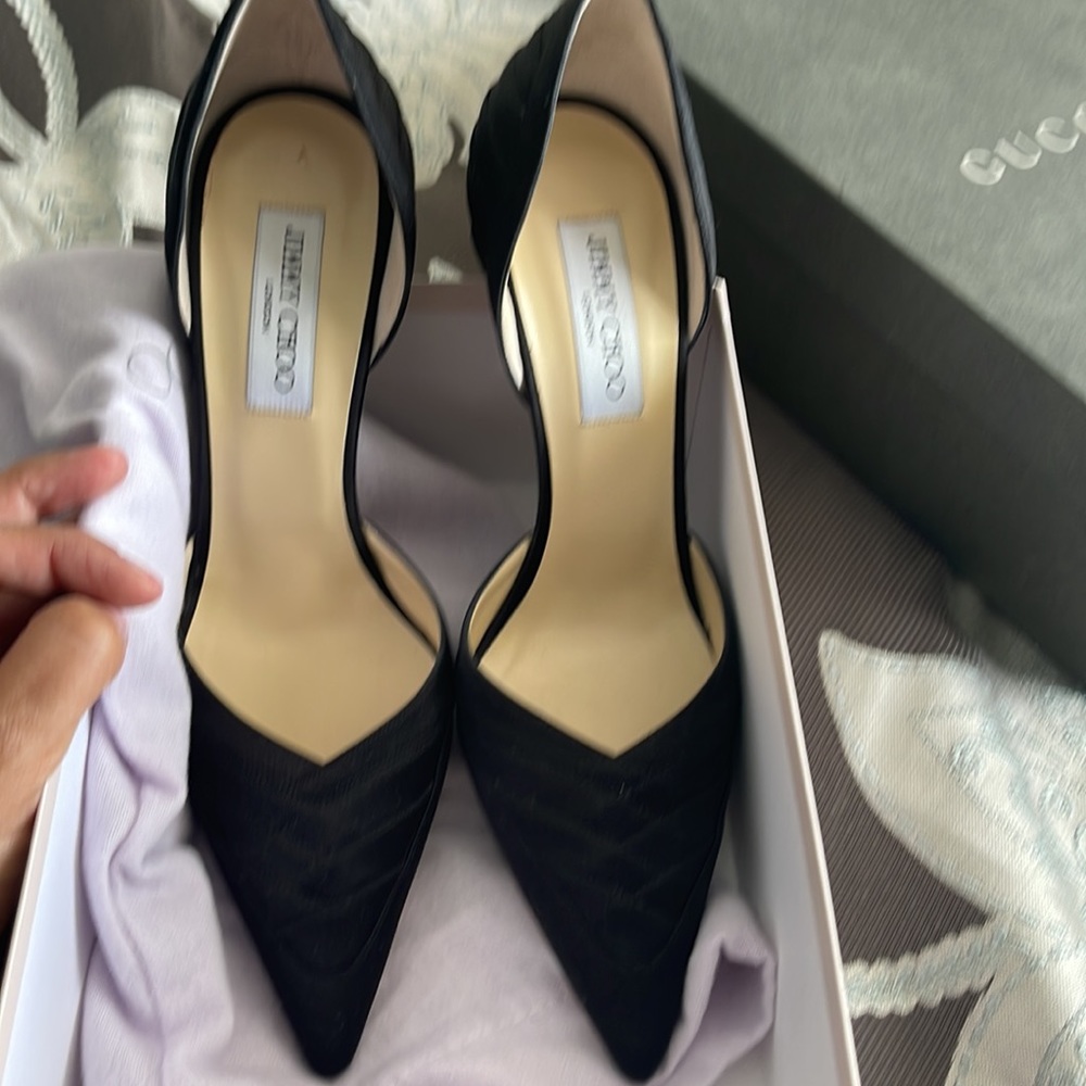 Black Satin 4 inch Jimmy Choo Heels